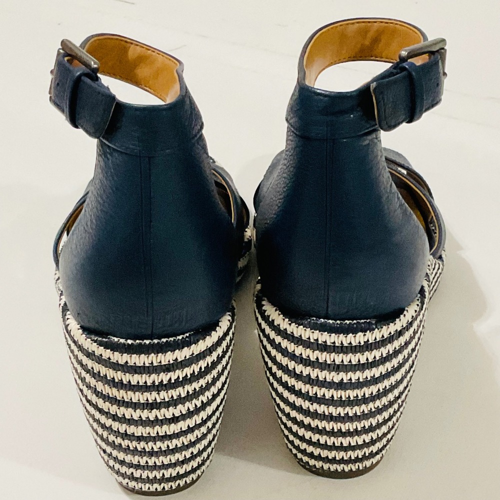 VIONIC Marina womens platform wedge heel sandal navy stripe ankle strap NWT 8 - Picture 7 of 12